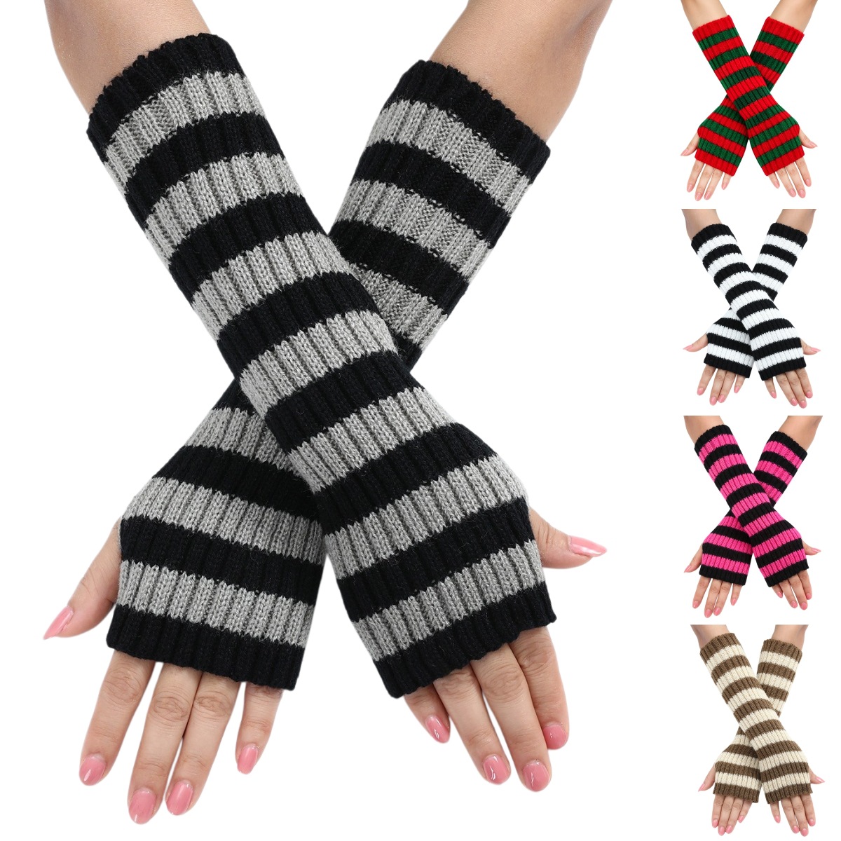 Y2K Striped Fingerless Arm War - Fingerless Glove Knit review and price